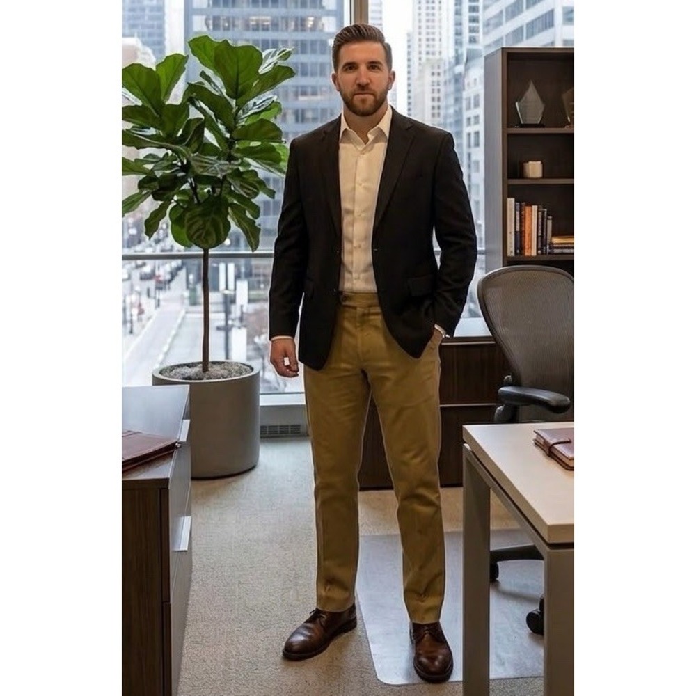 NWT Jos A Bank Executive Dress Pants 38R Flat Front 100% Wool Tan Khaki Raw Hem